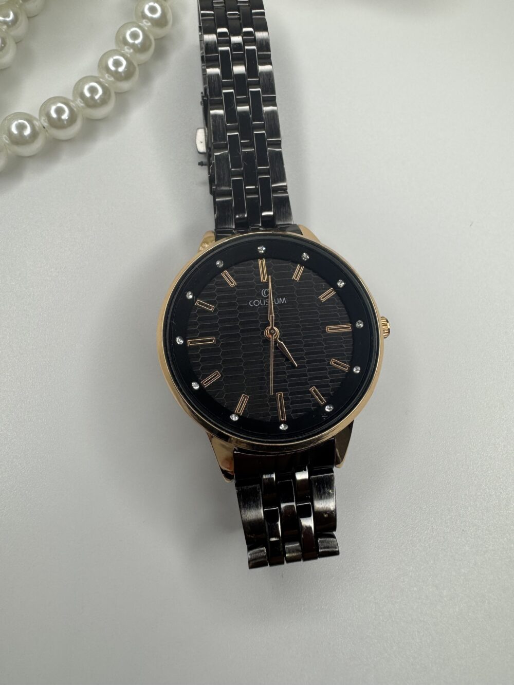 Yuvarlak Rose Gold Kasa siyah Çelik Kordon Saat - Görsel 2