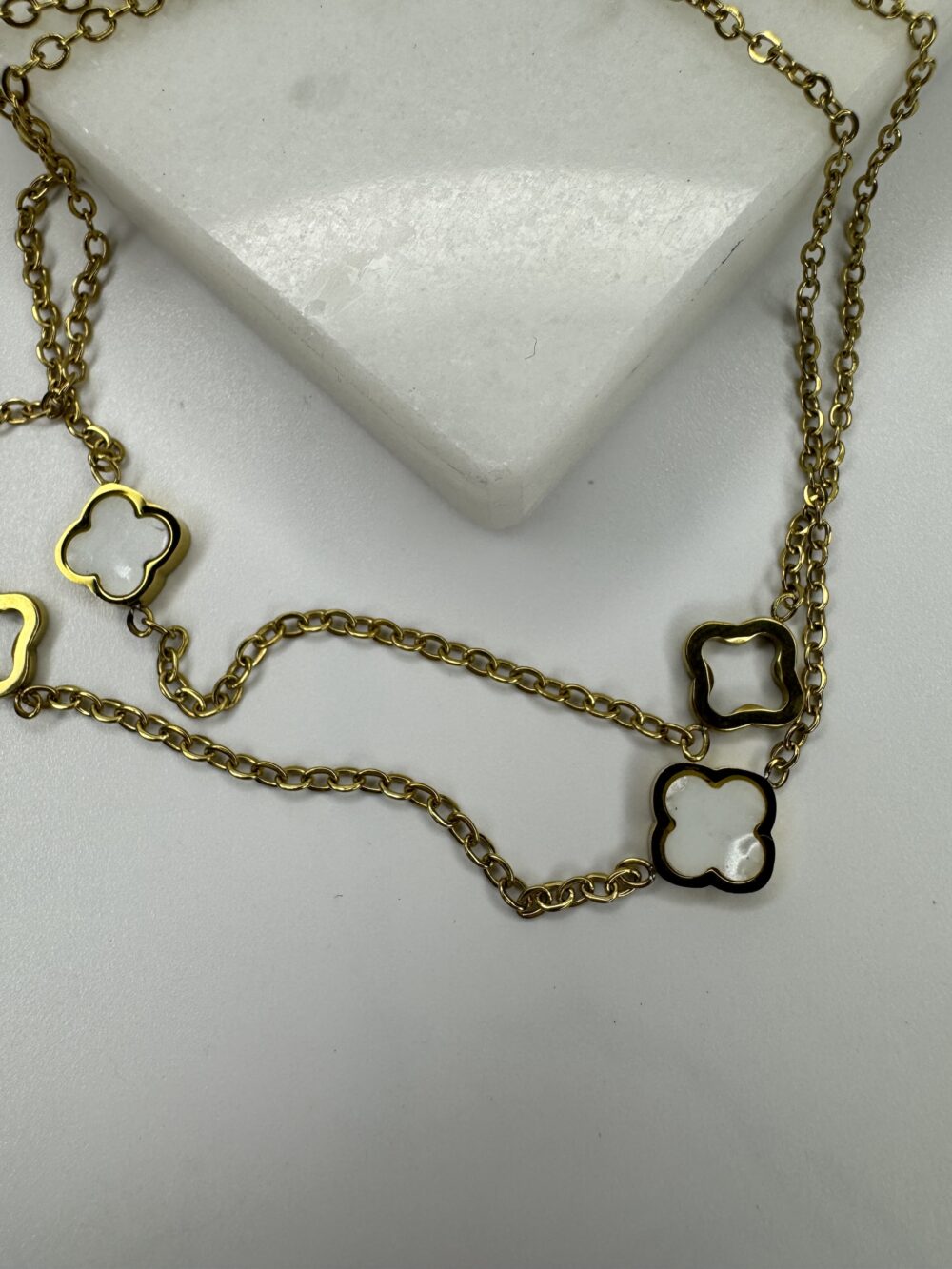 Çelik Çift Sıra Sedefli Gold Halhal