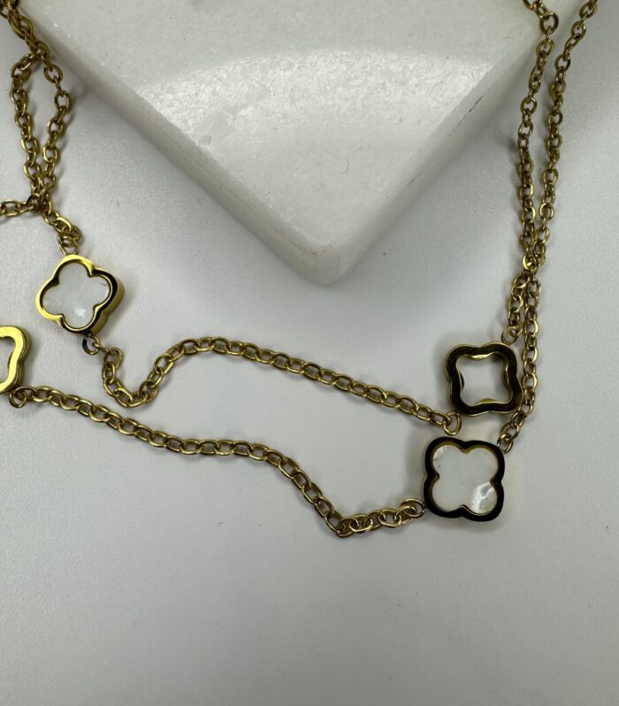 Çelik Çift Sıra Sedefli Gold Halhal