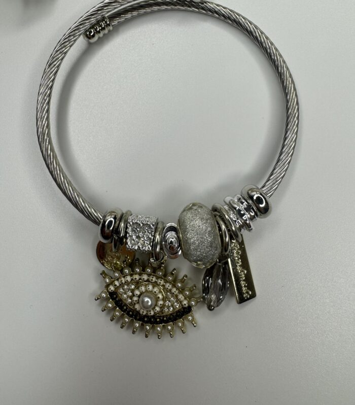 Beyaz İnci Göz Charm Bileklik
