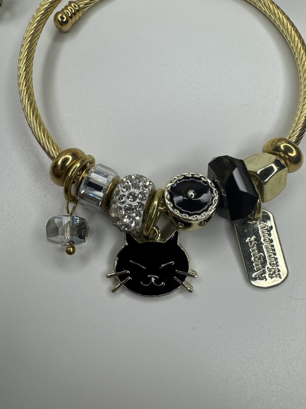 Gold Siyah Kedi Charmlı abileklik