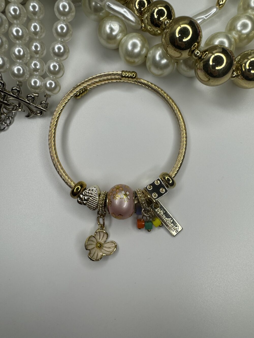 Gold Çiçek Charm Bileklik - Görsel 2