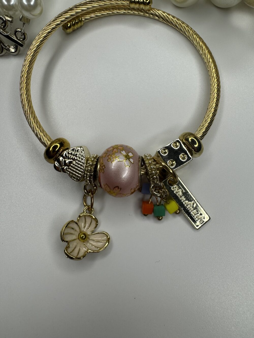 Gold Çiçek Charm Bileklik