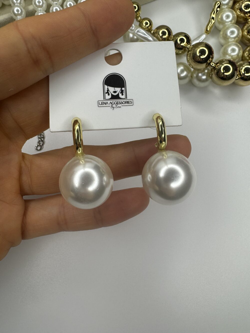 Gold İnci Küpe - Görsel 2