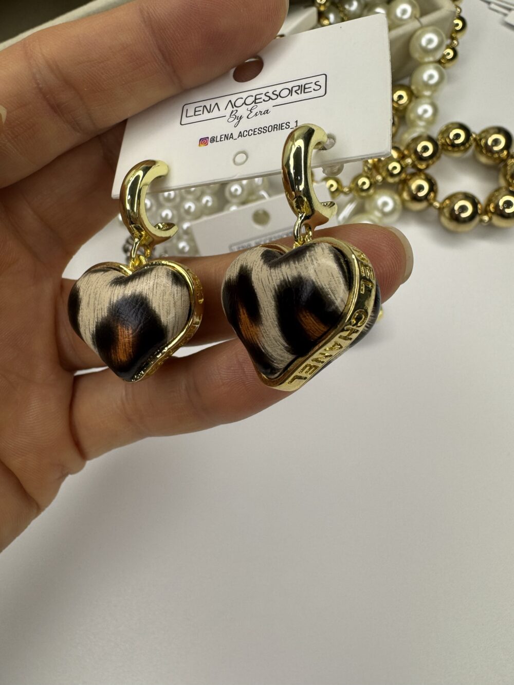 Leopar Kalpli Sallantılı Küpe