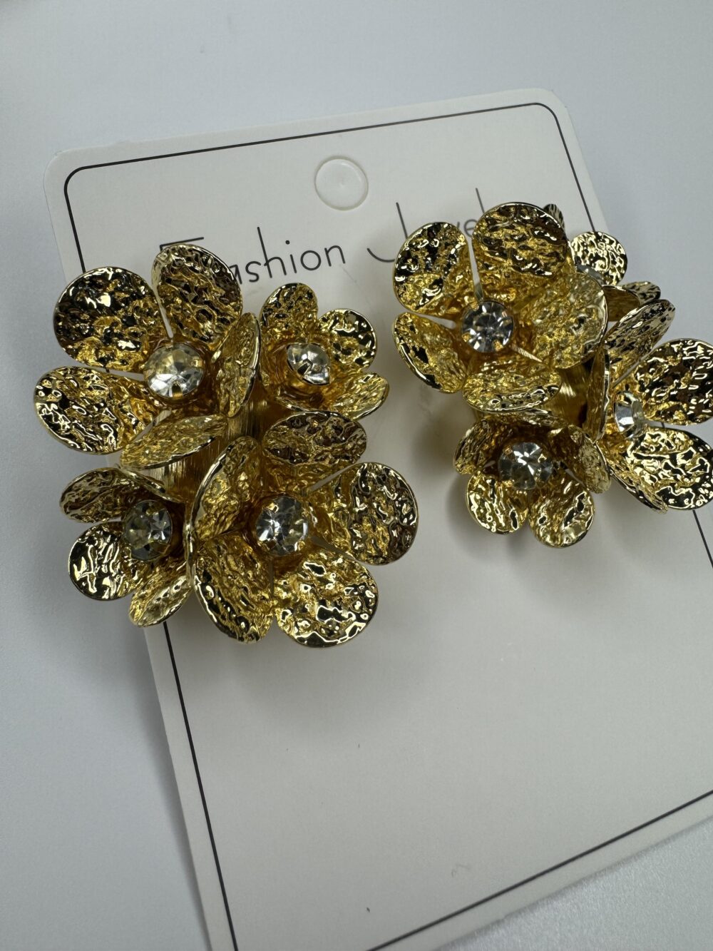 Çoklu Çiçek Gold Taşlı Küpe - Görsel 2