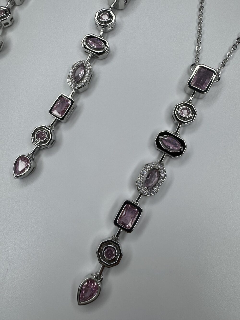 Silver Pembe Taşlı Y Kolye