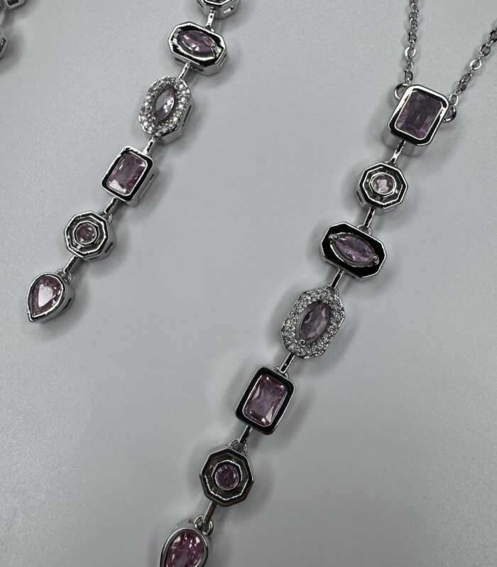 Silver Pembe Taşlı Y Kolye