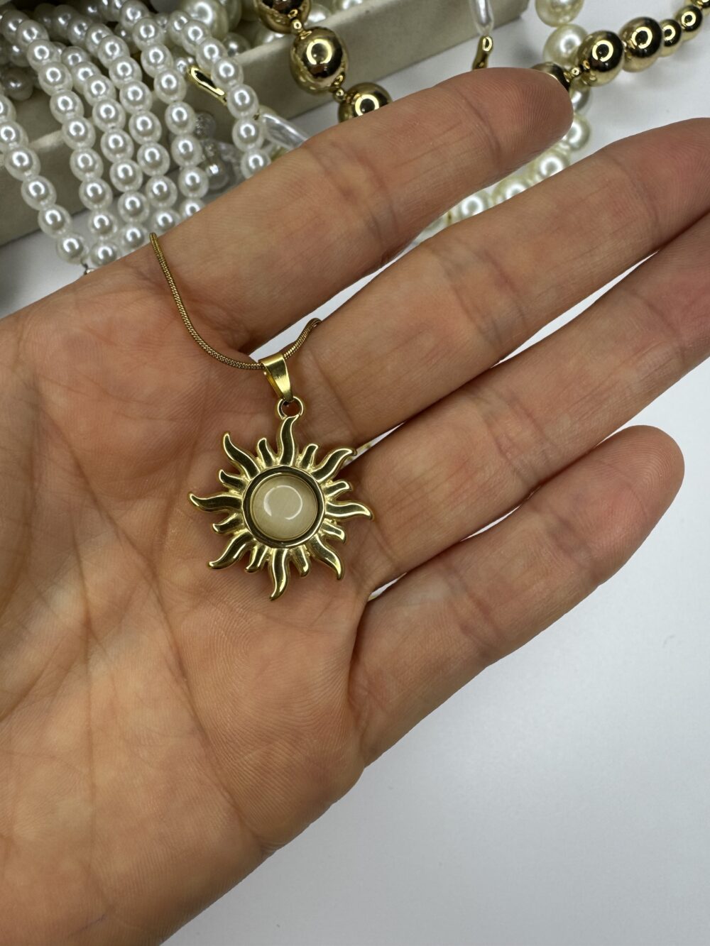 Çelik Gold Güneş Kolye - Görsel 2