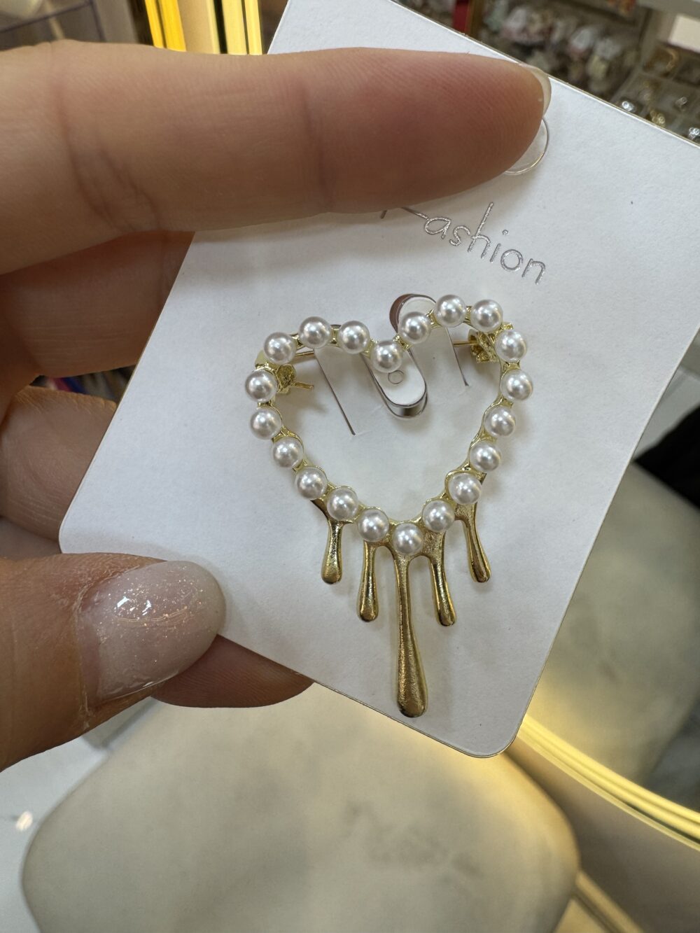 Akan Kalp İncili Gold Broş