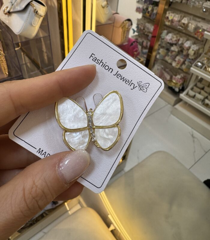 Sedefli Kelebek Gold Broş