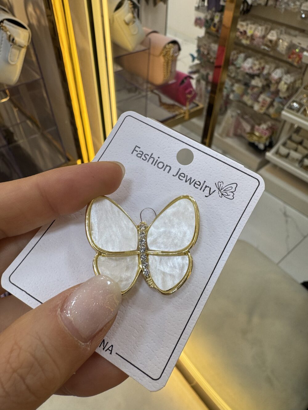 Sedefli Kelebek Gold Broş - Görsel 2