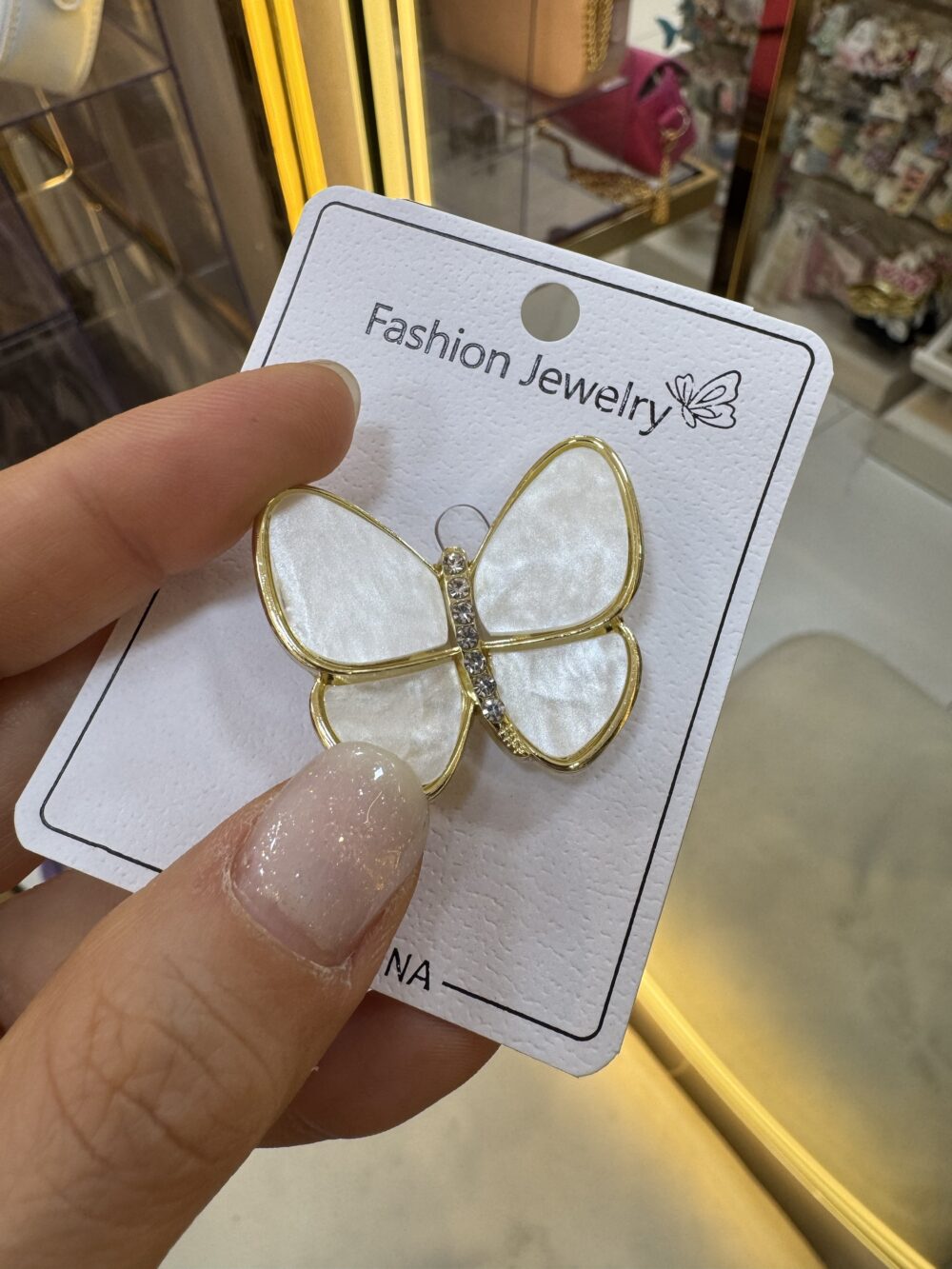 Sedefli Kelebek Gold Broş - Görsel 3