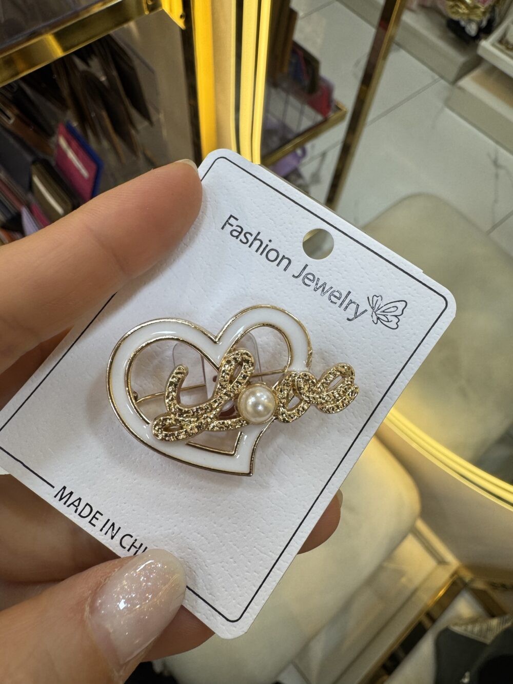 Kalpli Love Gold Broş - Görsel 2