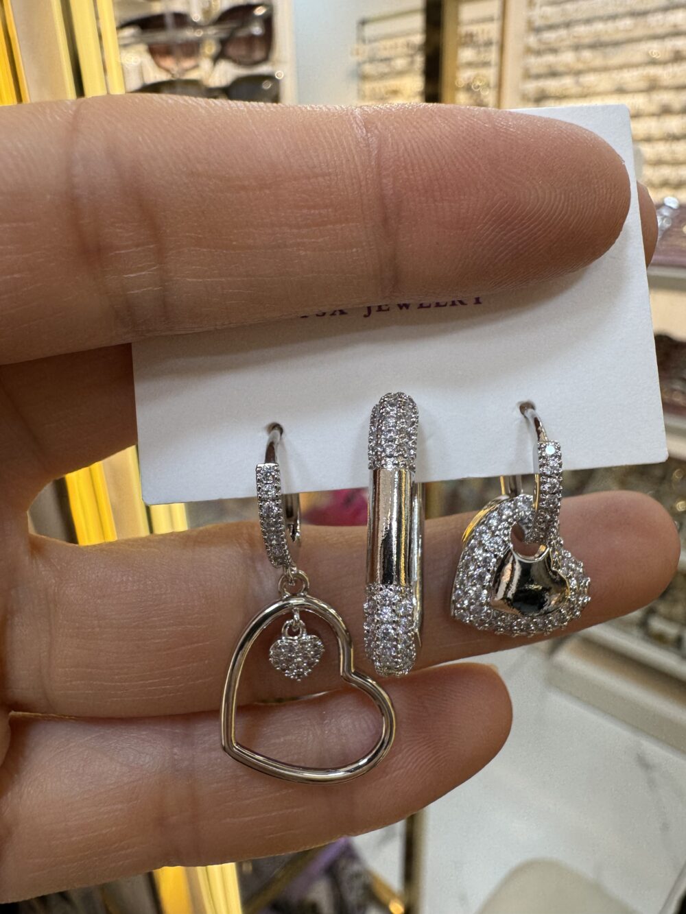 Üçlü Silver Kalpli Küpe