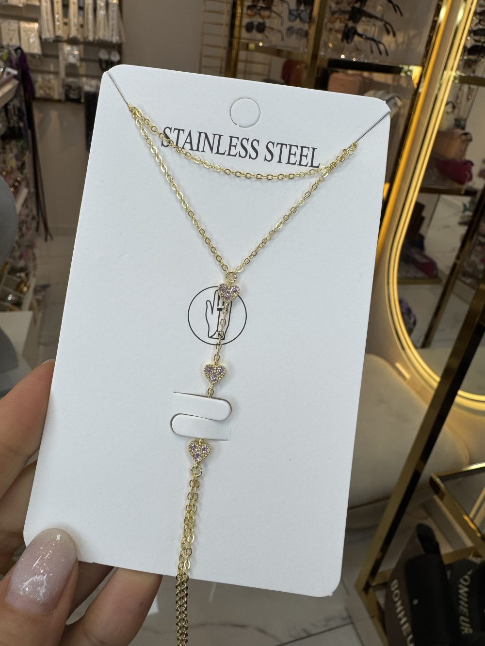 Üçlü pembe kalpli gold Şahmeran