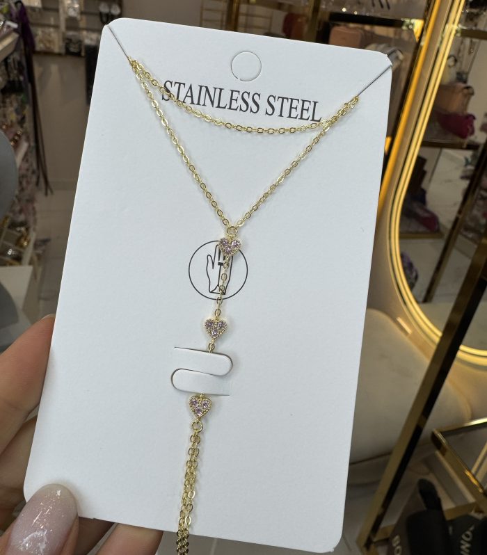 Üçlü pembe kalpli gold Şahmeran