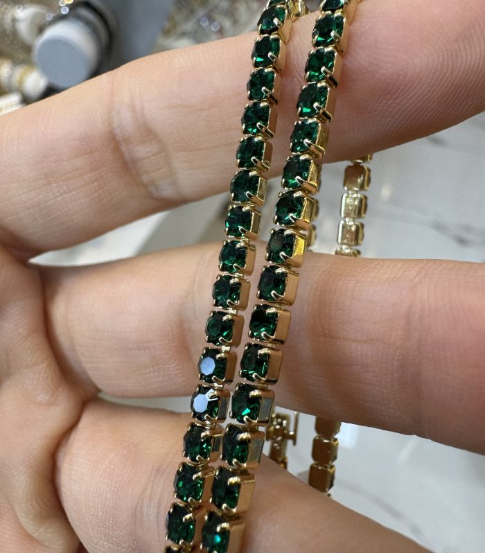 VIP Zümrüt Yeşili Suyolu  Gold Bileklik