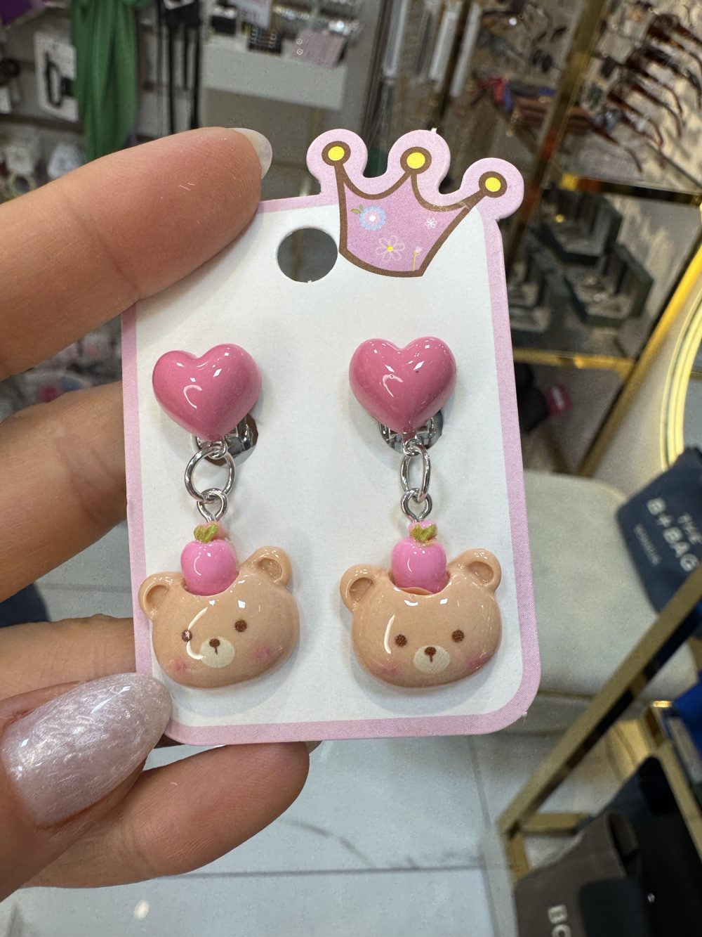 Ayıcıklı klıpsli küpe