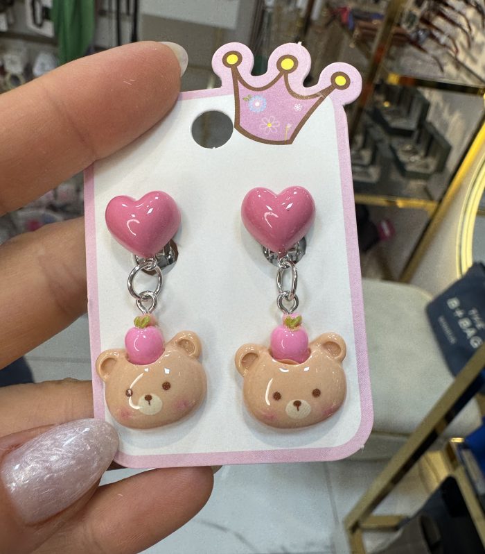 Ayıcıklı klıpsli küpe
