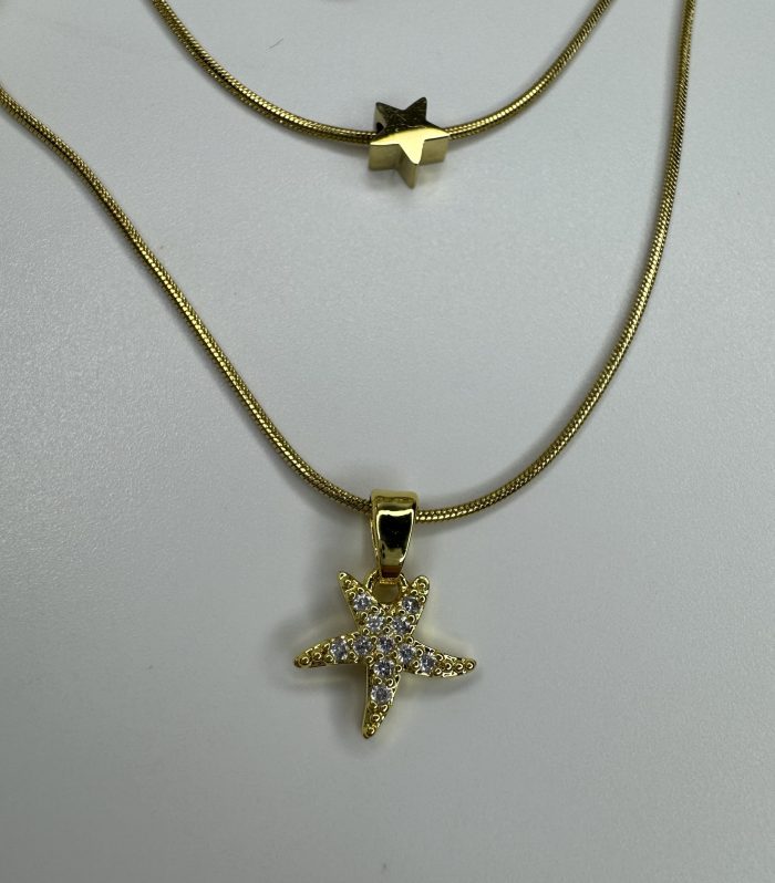 Çelik ikili Gold Deniz yıldızı Kolye