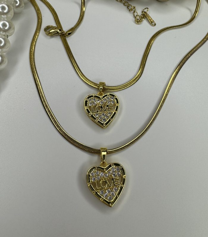 Çelik Gold Kalp Love Kolye