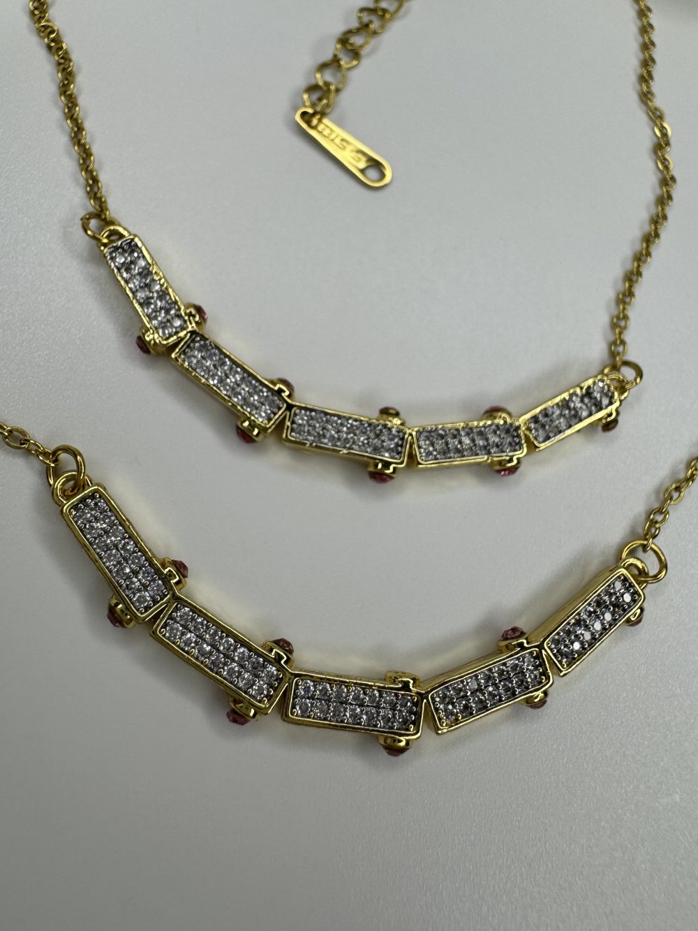 Gold Taşlı Çelik Kolye - Görsel 3