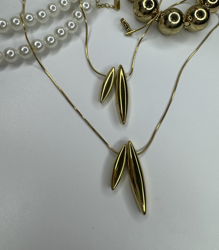 Şık Günlük Çelik Gold Kolye