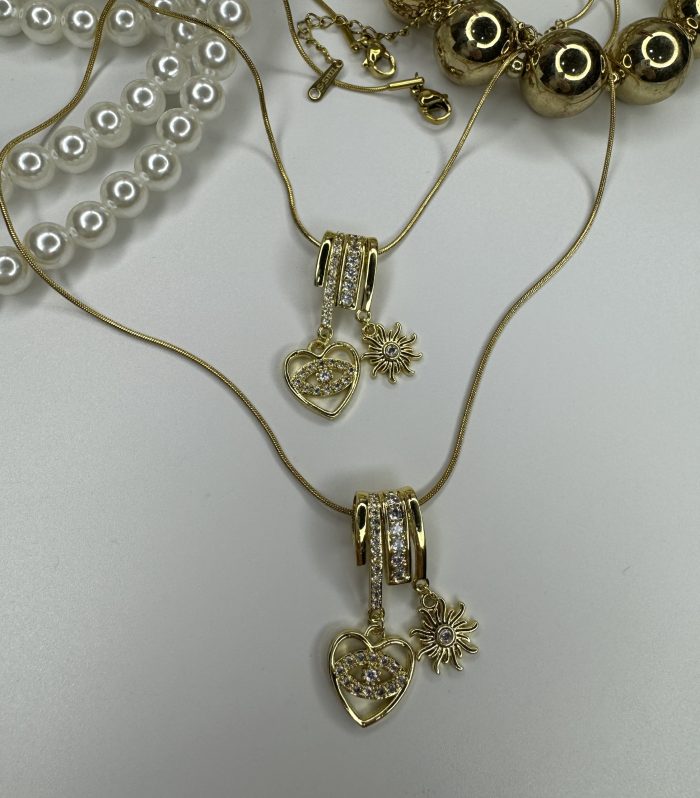 Gold Kalbin Gözü Çelik Kolye