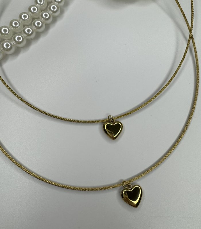 Gold Çelik Kalp Kolye