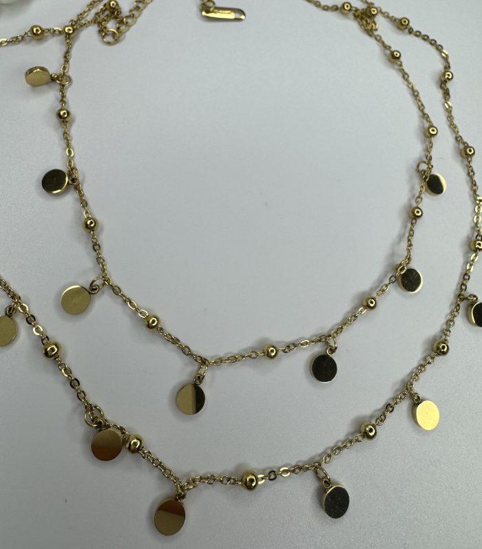 Çelik Gold Topçuklu Pul Kolye
