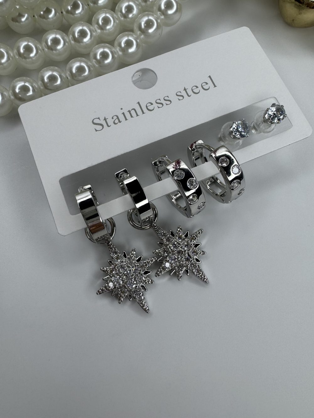 Silver kuzey yıldızı altılı Küpe