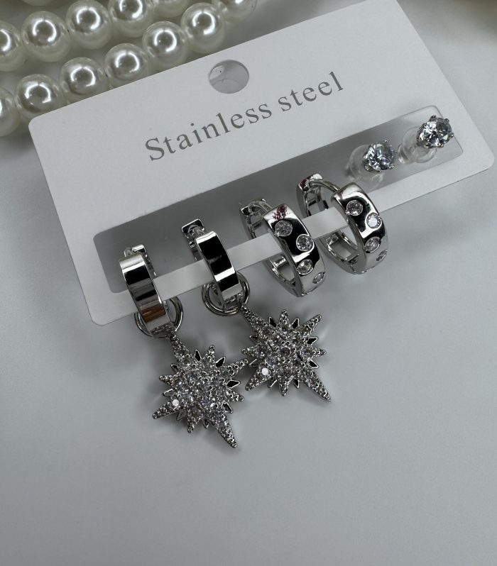 Silver kuzey yıldızı altılı Küpe