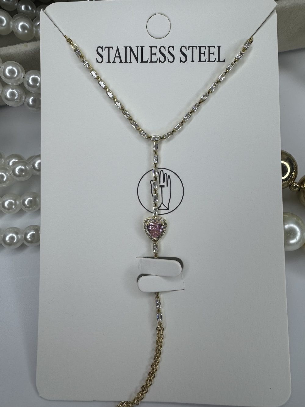 Pembe taşlı  Kalp Gold Şahmeran