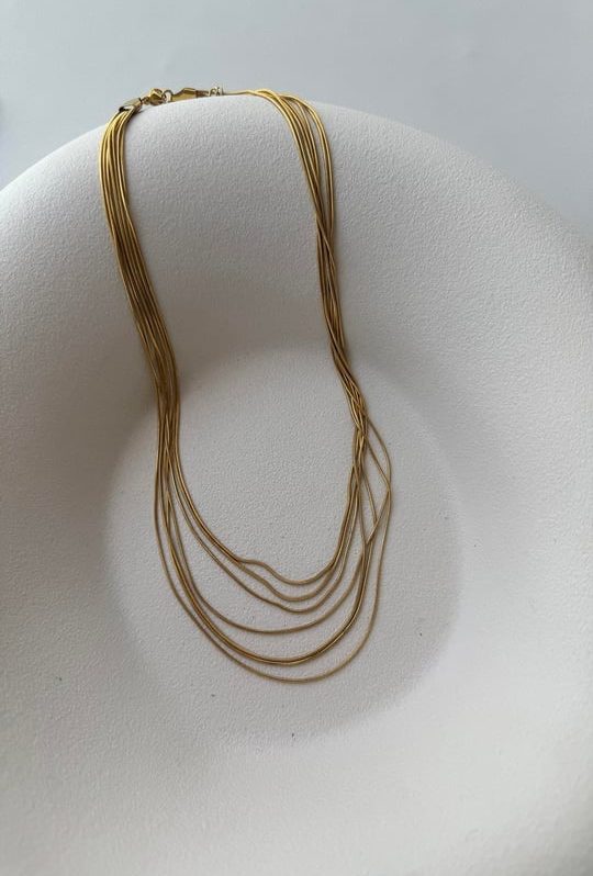 Gold Çelik Çoklu Kolye
