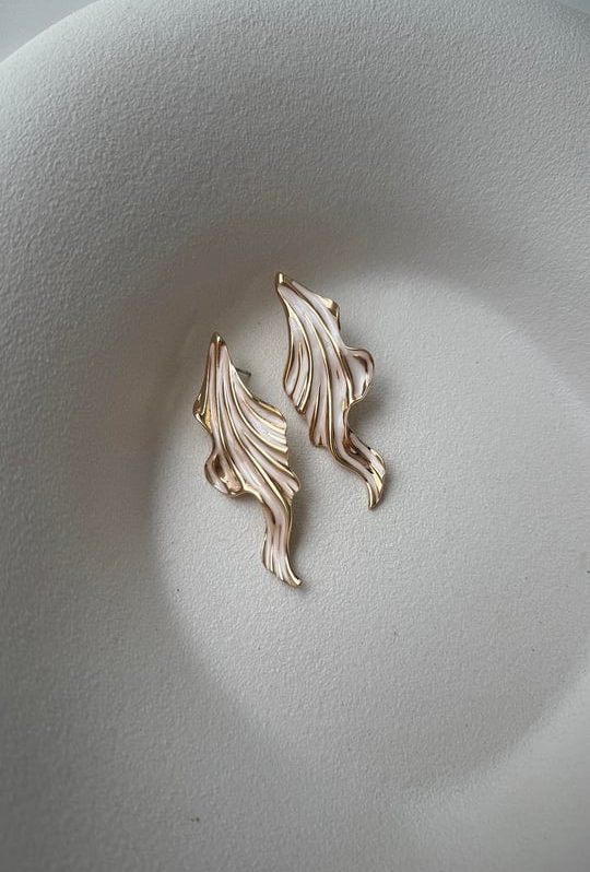 Gold Beyaz Mineli Küpe