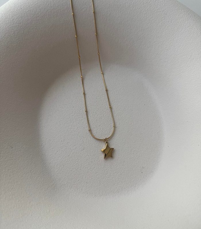 Çelik gold  yıldız kolye