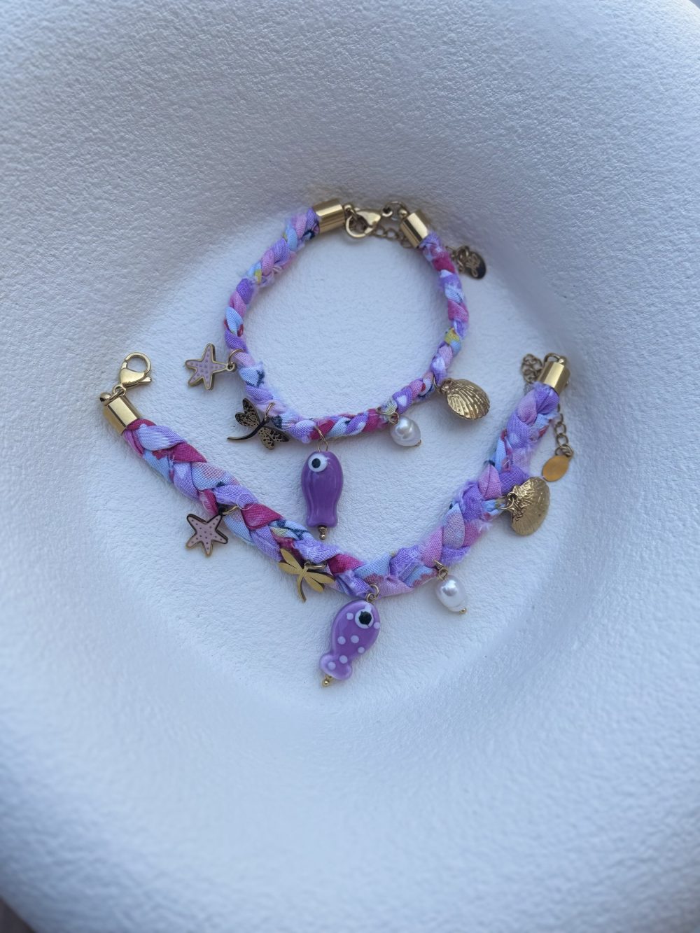 Lila Çelik Charm lı Bileklik
