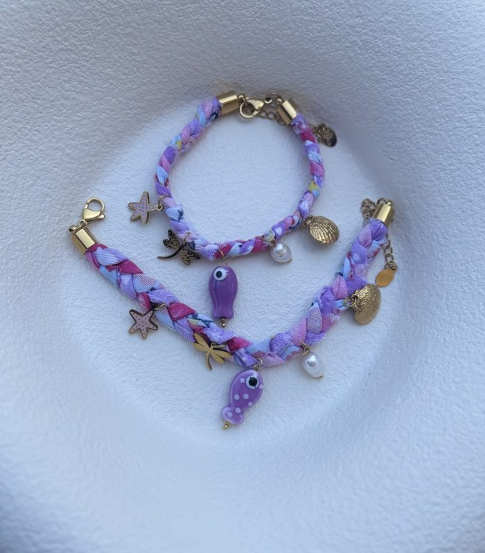 Lila Çelik Charm lı Bileklik