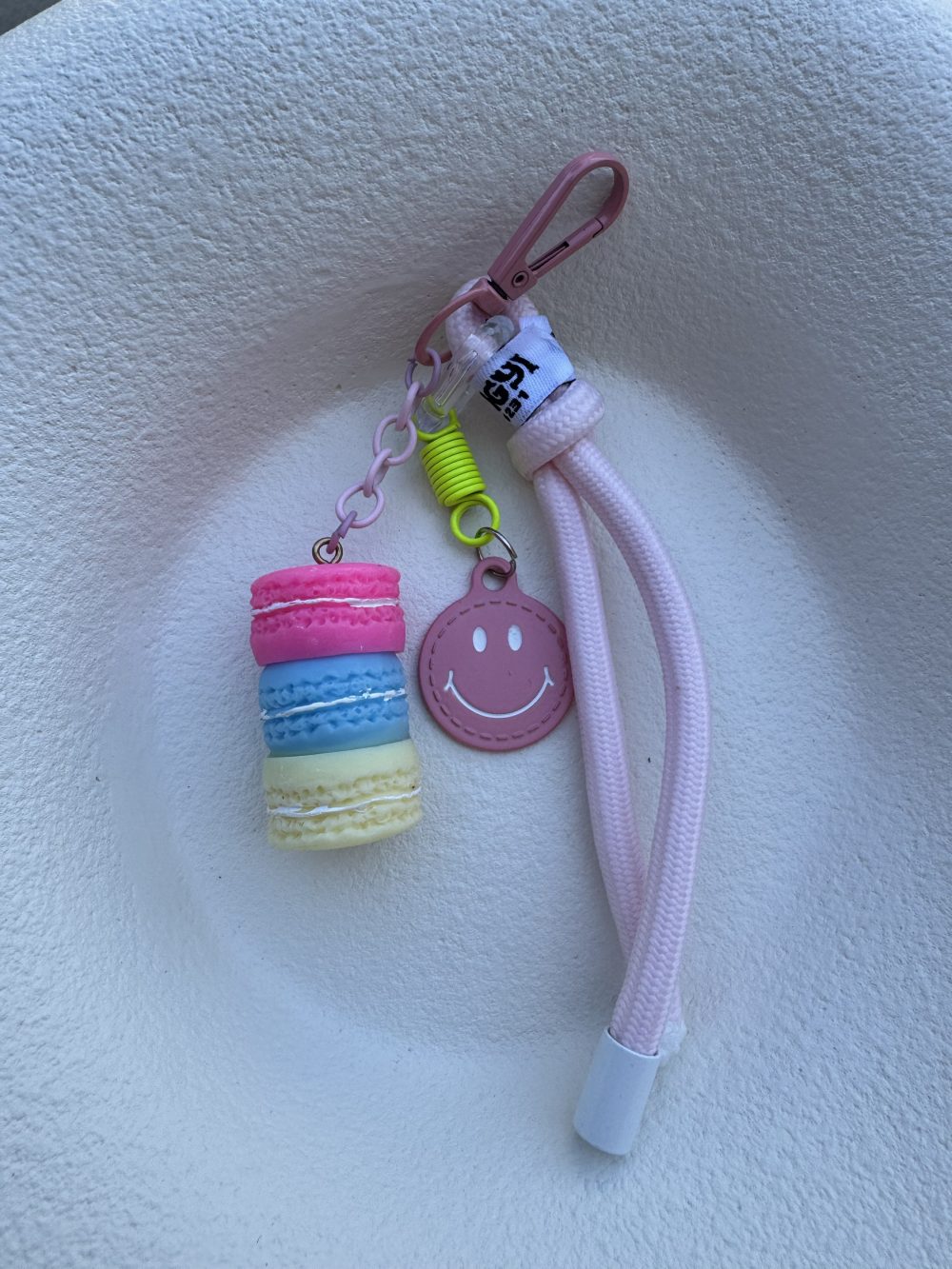 Pembe macaron Gülen Yüz Çanta Charm