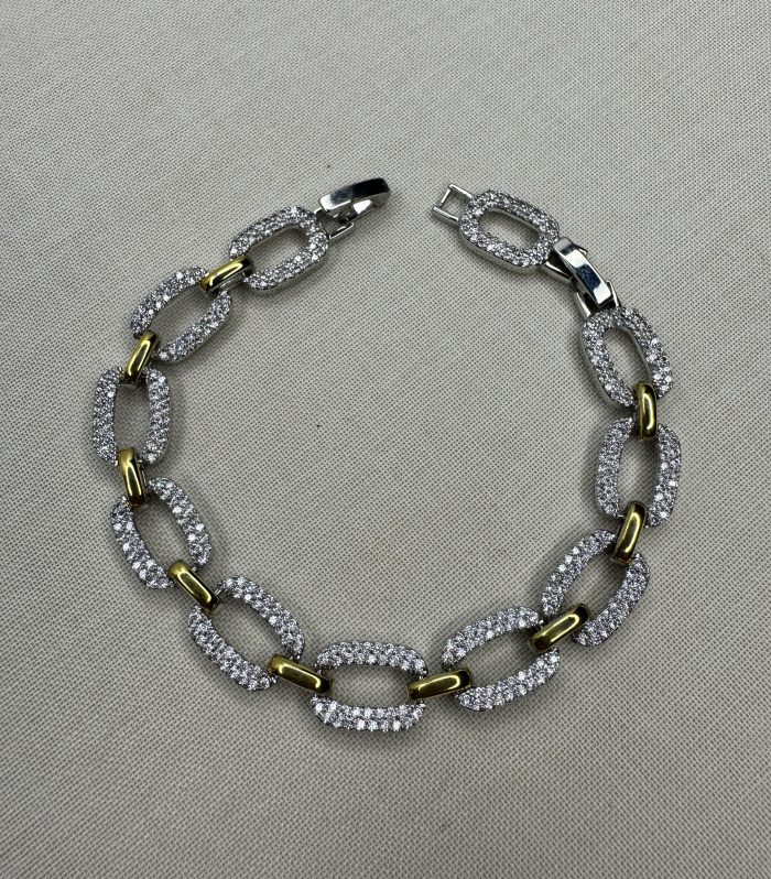 Özel Seri Zirkon Taşlı Gold-Silver Bileklik