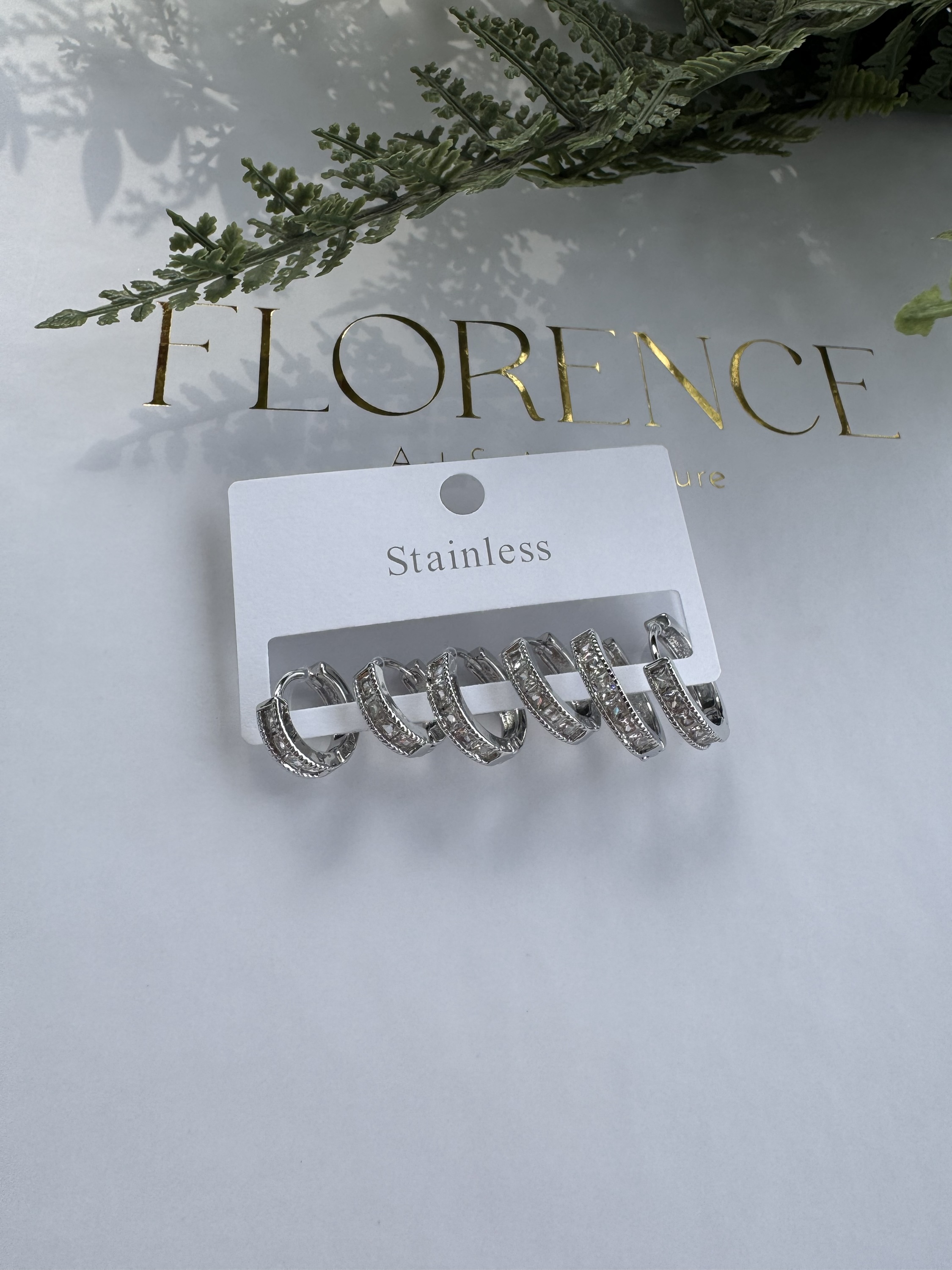 Silver taşlı çoklu küpe