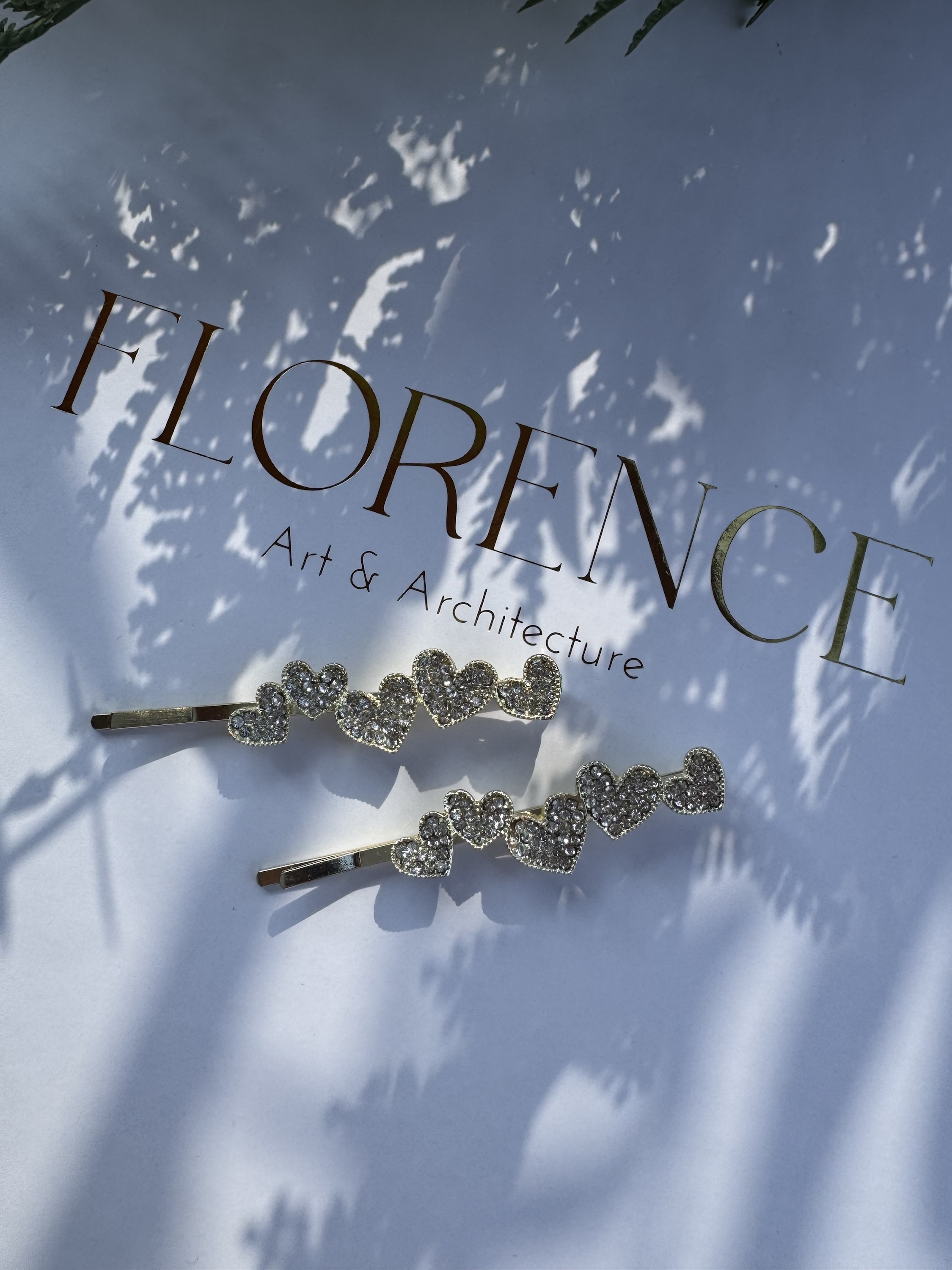 Taşlı kalp  ikili toka seti