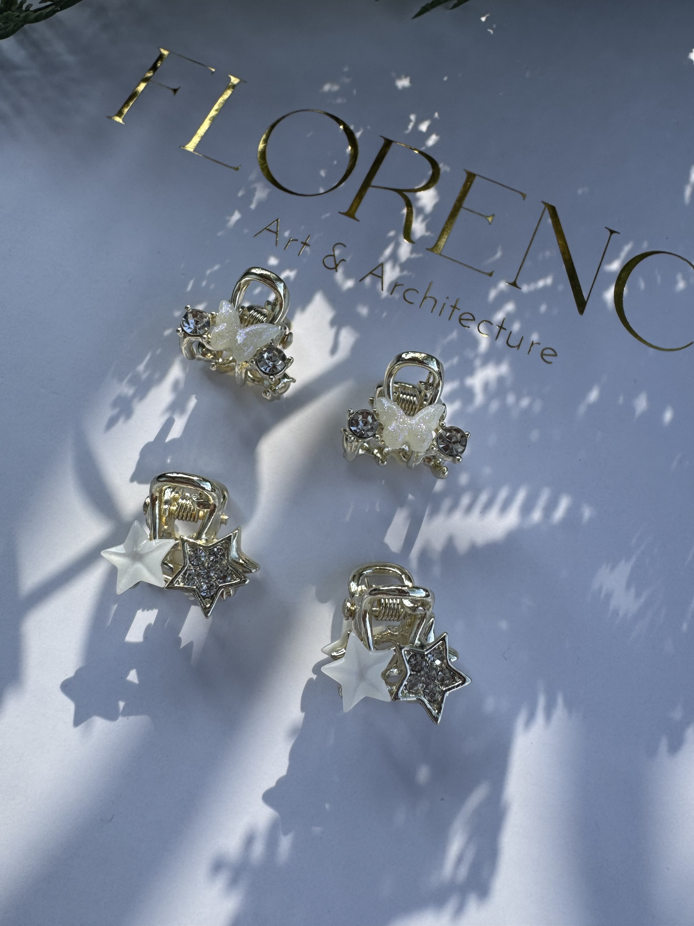 Taşlı kelebek ve fiyonk dörtlü toka seti