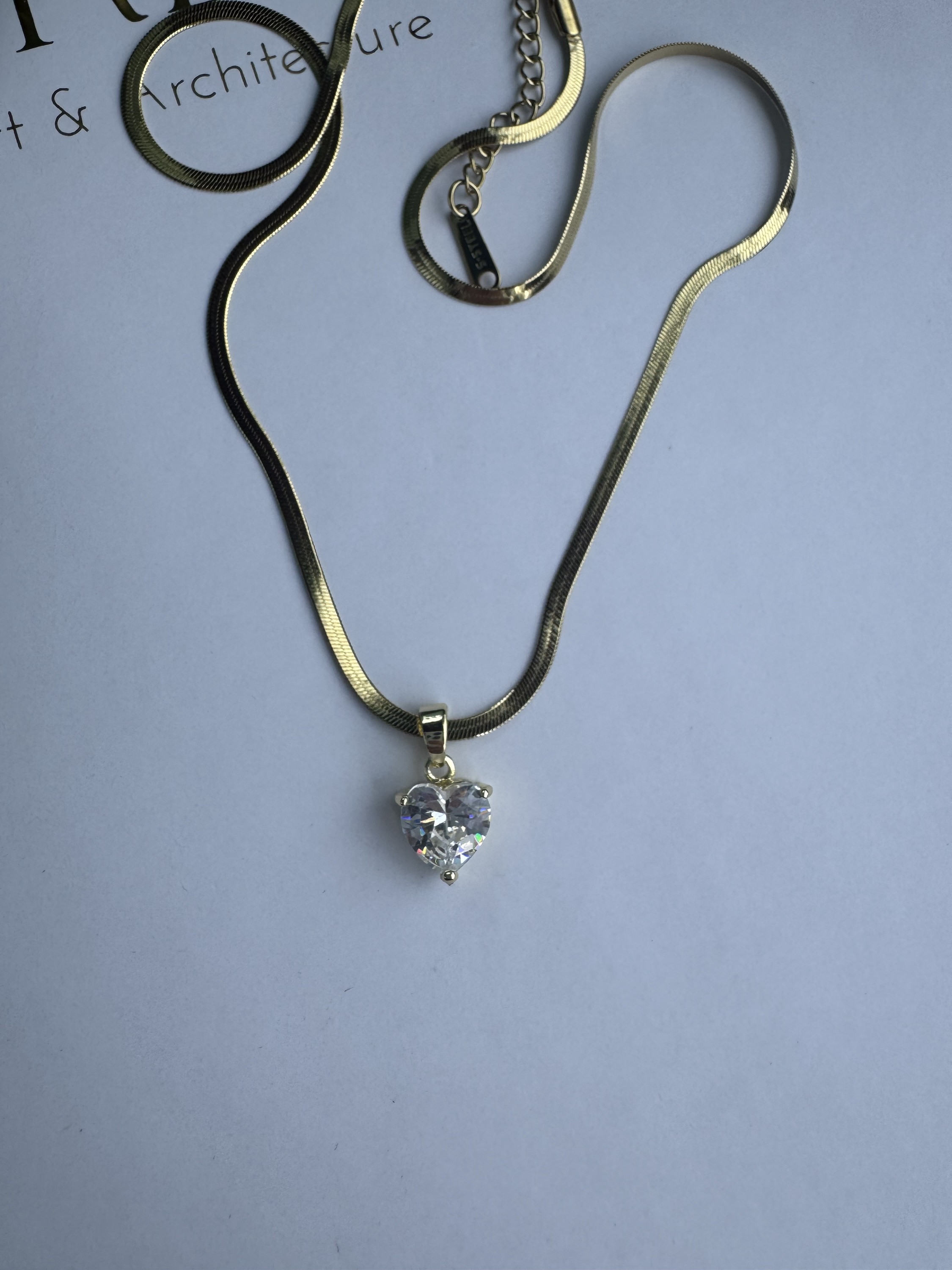 Çelik gold kalp kolye