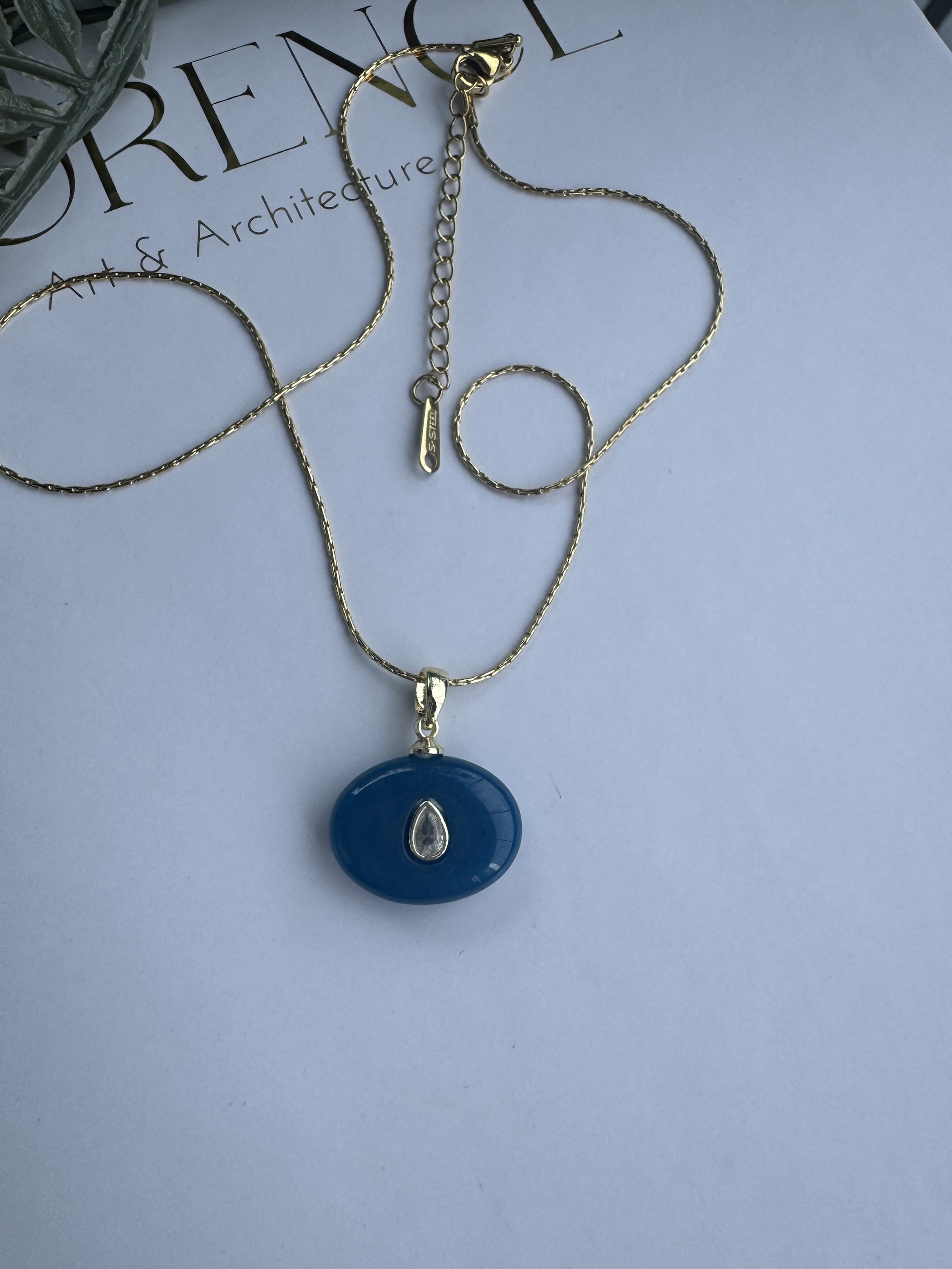 Çelik damla taş kolye